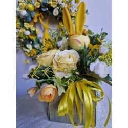 Wianek wiklinowy wiosenny wielkanocny na drzwi Słoneczny Zajączek 50 cm